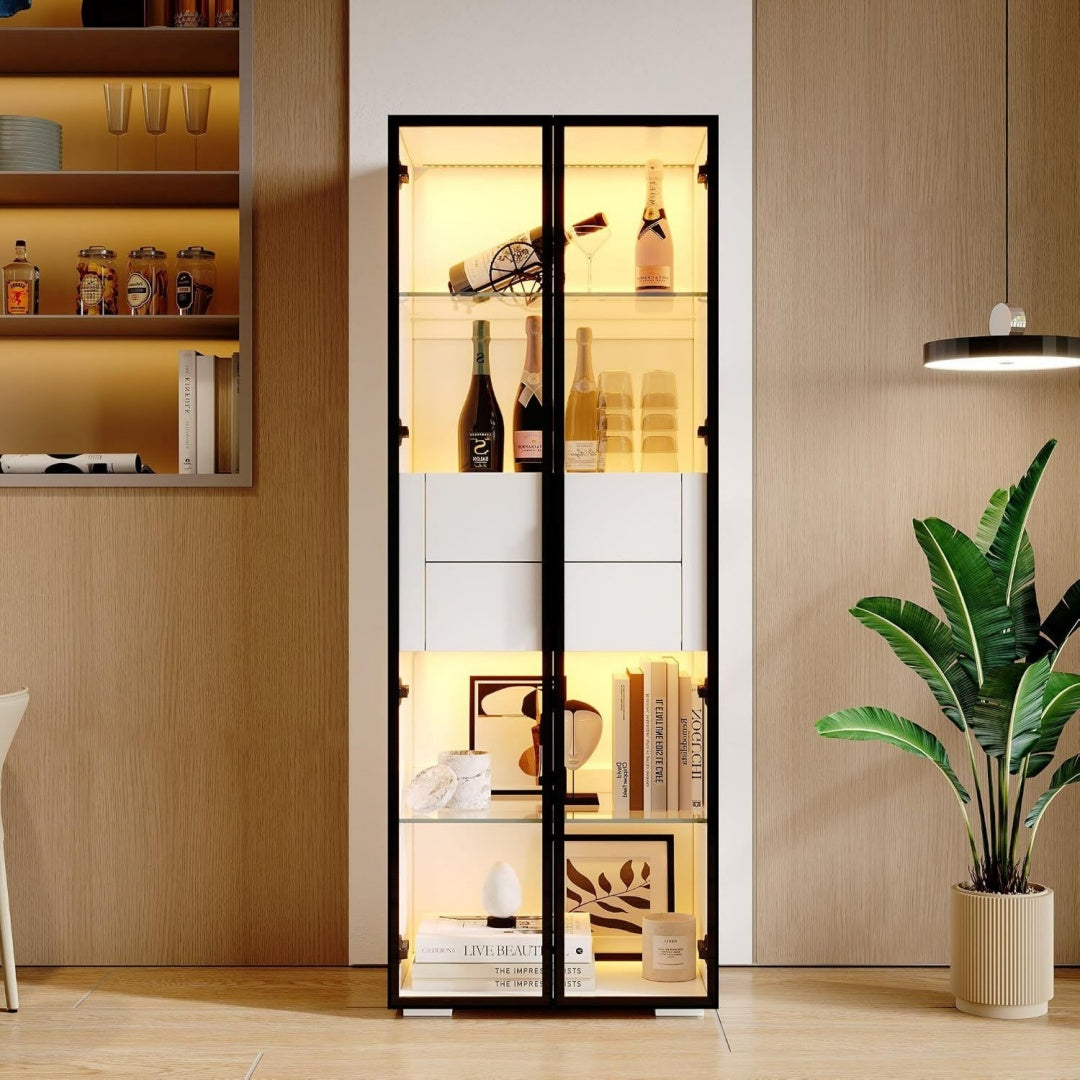 Meuble vitrine marron, contemporain, ideal pour salle a manger