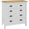 Buffet contemporain en bois massif 5 tiroirs gris clair