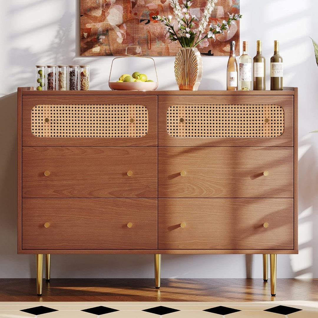 Marron commode vintage en bois massif