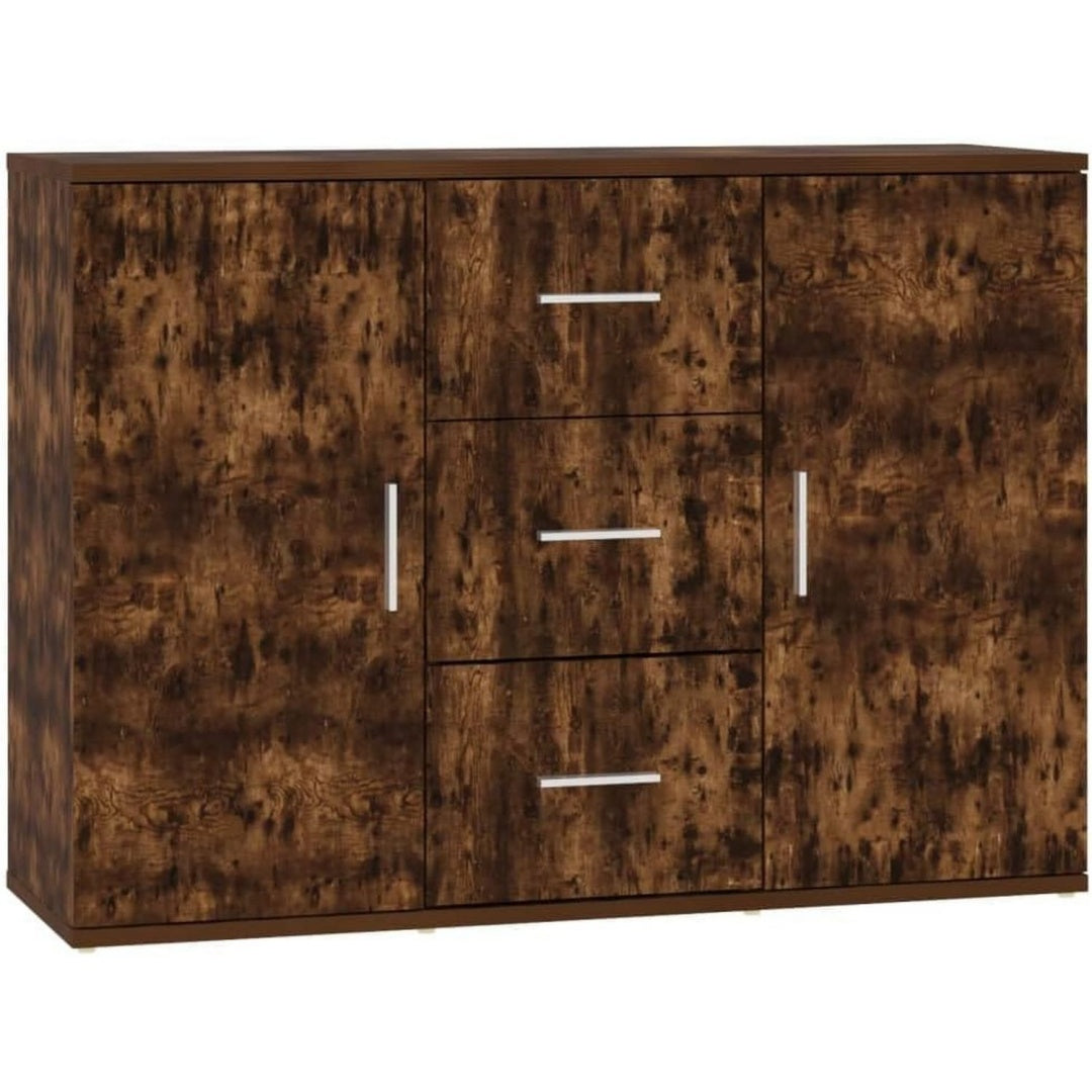 Buffet marron epure 2 portes et 3 tiroirs