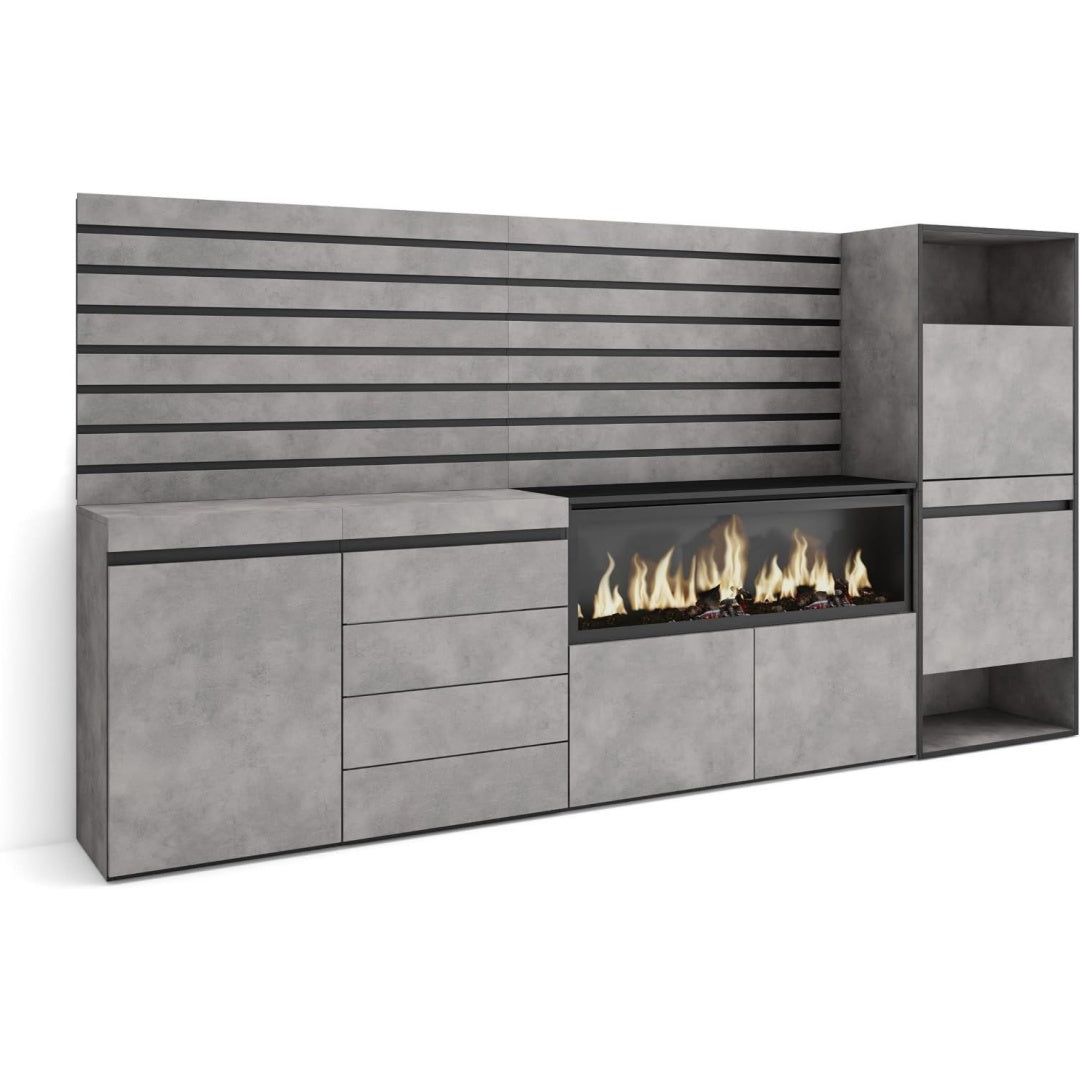 Buffet gris pour chambre 274 x 145 x 35 cm