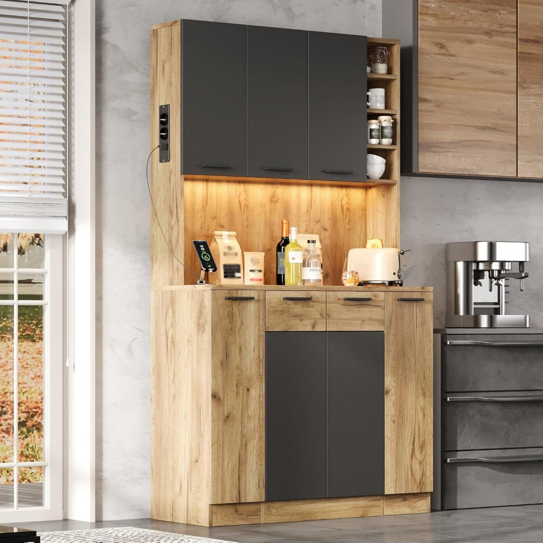 Colonne de rangement eclairage LED marron
