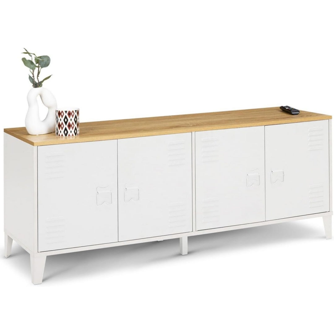 Vaisselier gris clair style industriel, 52 x 40 x 140 structure metallique