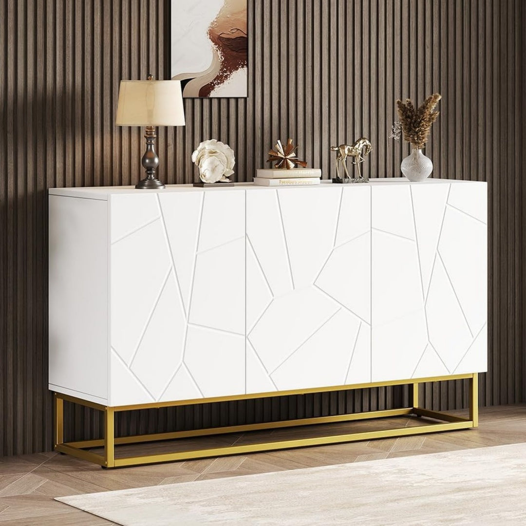 Buffet gris 130 x 38 x 76 cm elegant