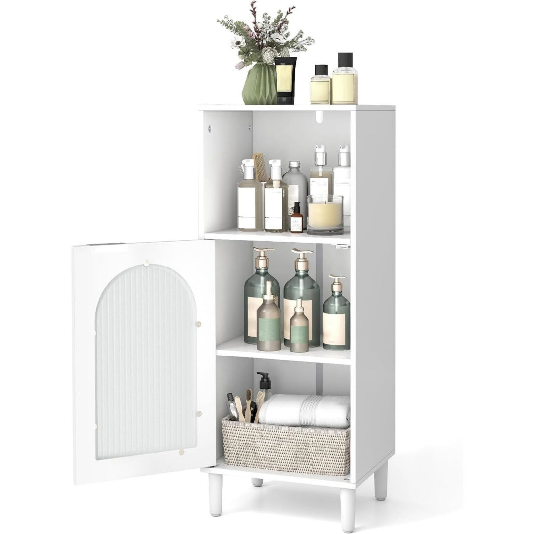 Meuble colonne gris clair (35 x 30 x 90 cm), une porte